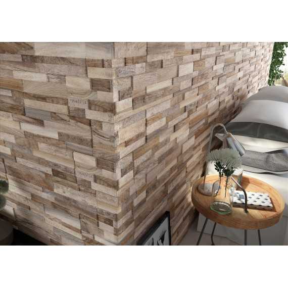 Plaquette de parement céramique Wall art Taupe relief 3D Carrelage